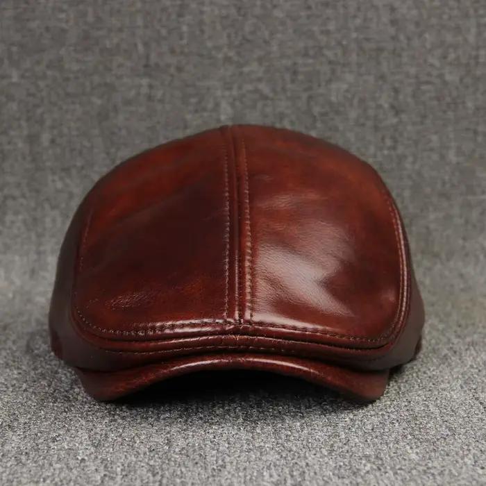 Chapeau en cuir véritable pour hommes
