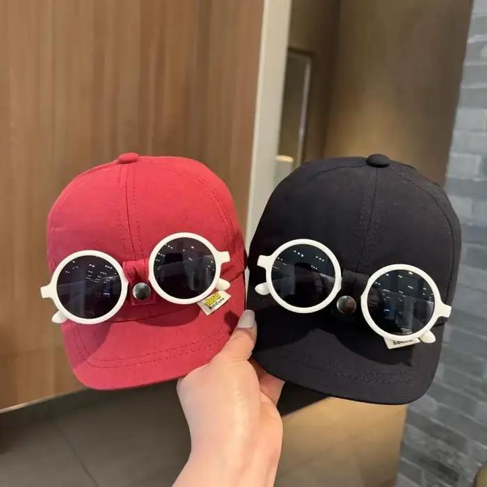 Casquette polyvalente pour bébé avec lunettes de soleil détachables, casquette de baseball à la mode pour nourrissons, chapeau de soleil pour enfants, chapeau de protection solaire pour sorties décontractées