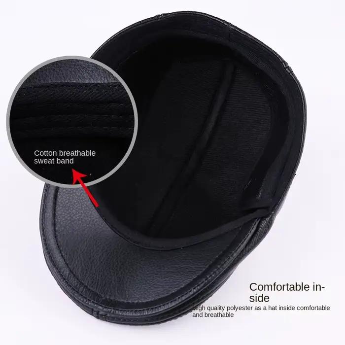 Bérets en cuir de vachette véritable pour hommes