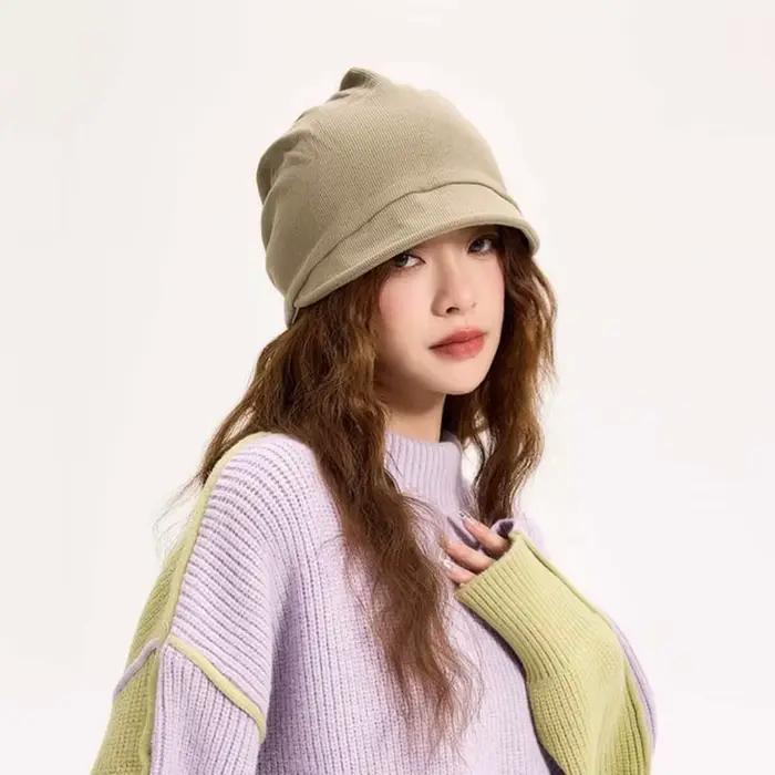 Casquette de chimio en coton épais protection oreilles style unique pour femmes toutes saisons extérieur multicolore tricoté