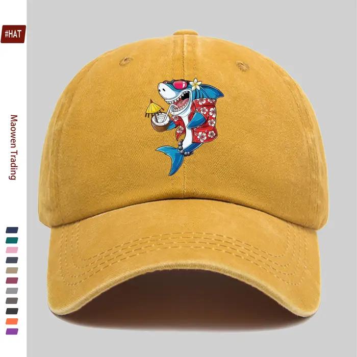 Casquette de baseball imprimée requin pour hommes et femmes