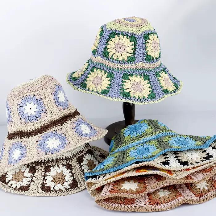 Chapeau de paille XIADAILA multifonctionnel fleuri pour femmes protection UV extérieur style sport été hiver
