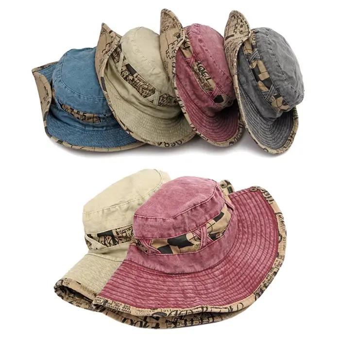 Chapeau de plein air en coton lavé unisexe pour hommes et femmes, protection solaire, patchwork, style sport, décontracté, pêche, randonnée, été