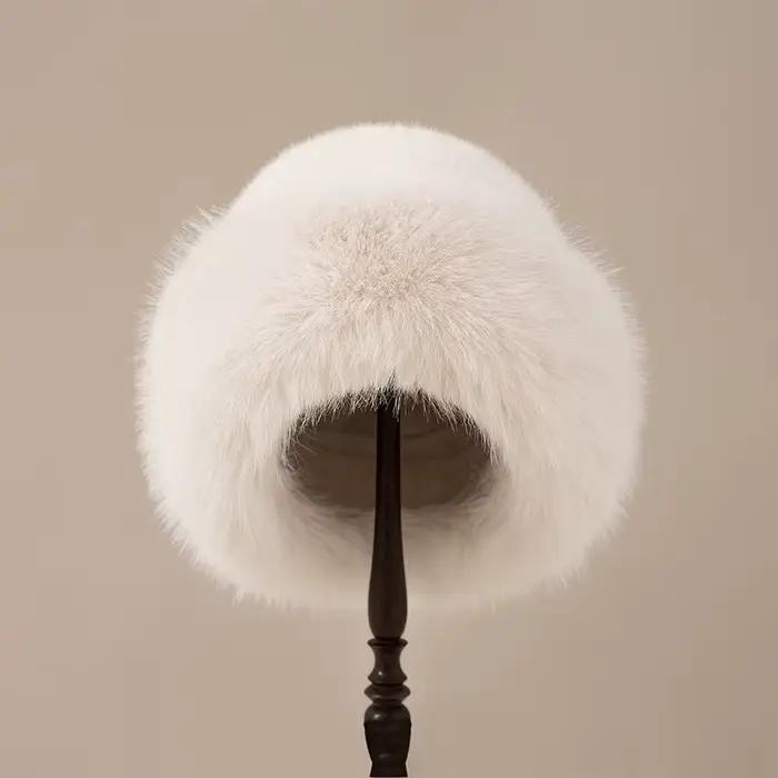 Nouveau chapeau seau en fourrure moelleuse pour femmes