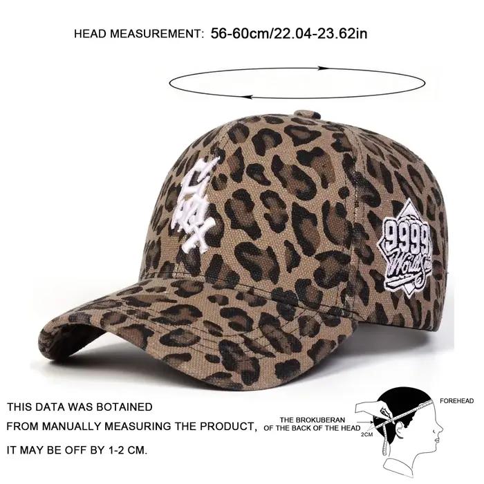 Casquettes de baseball unisexes avec broderie de lettres et imprimé léopard