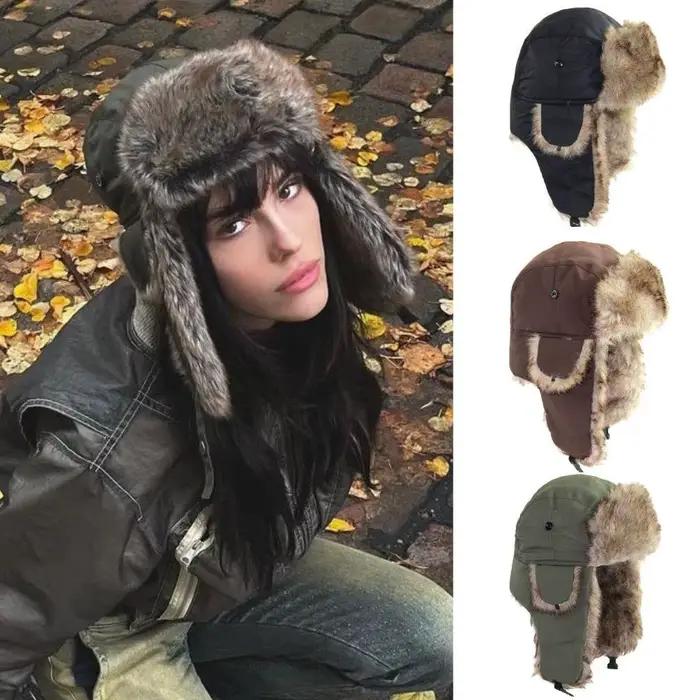 Hiver Trapper aviateur Trooper oreillette chapeau chaud russe imperméable Ski
