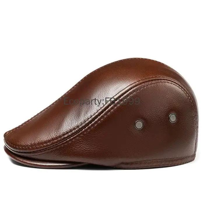 Chapeau vintage classique en cuir de vachette véritable pour hommes
