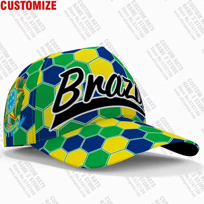 Casquette de baseball du Brésil avec nom, numéro et logo pour hommes et femmes, idéale pour supporter l'équipe nationale, voyages, matchs de football et occasions spéciales