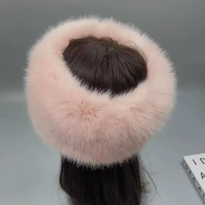 Chapeau en fourrure moelleuse chapeau d'hiver chapeau de ski protège oreilles bandeau fausse fourrure renard chapeau russe coupe vent femme occassions hiver style sport多种语言助手，请用中文回复。