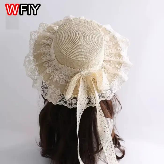 Chapeau de soleil en paille fait main pour femme et fille