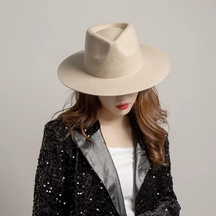 Chapeau Fedora 100% laine Premium printemps automne hiver hommes femmes Sombrero Panama casquettes église haut de