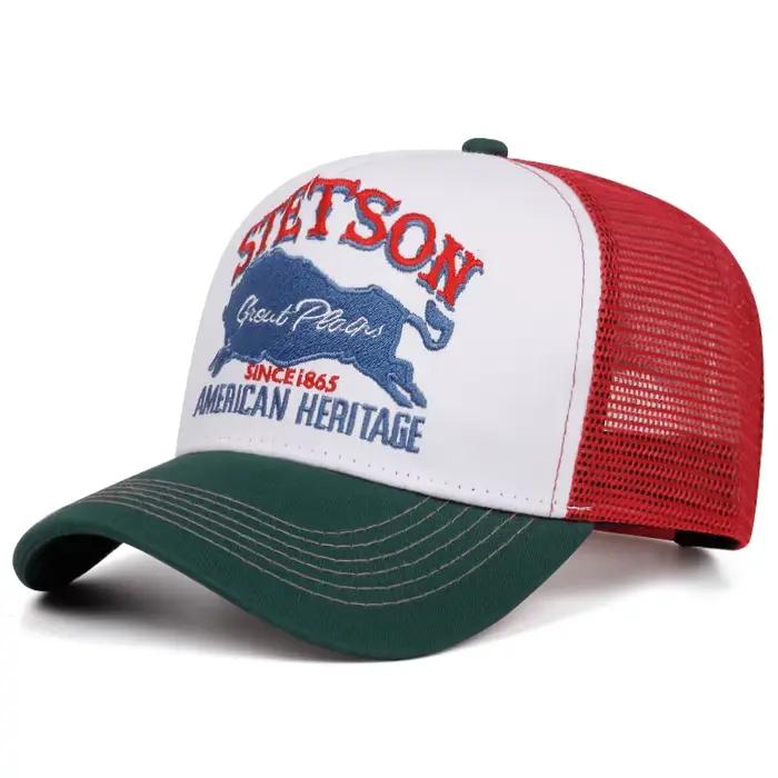 2025 personnalisé nouveau chapeau de camion STETSON ours rouge respirant maille