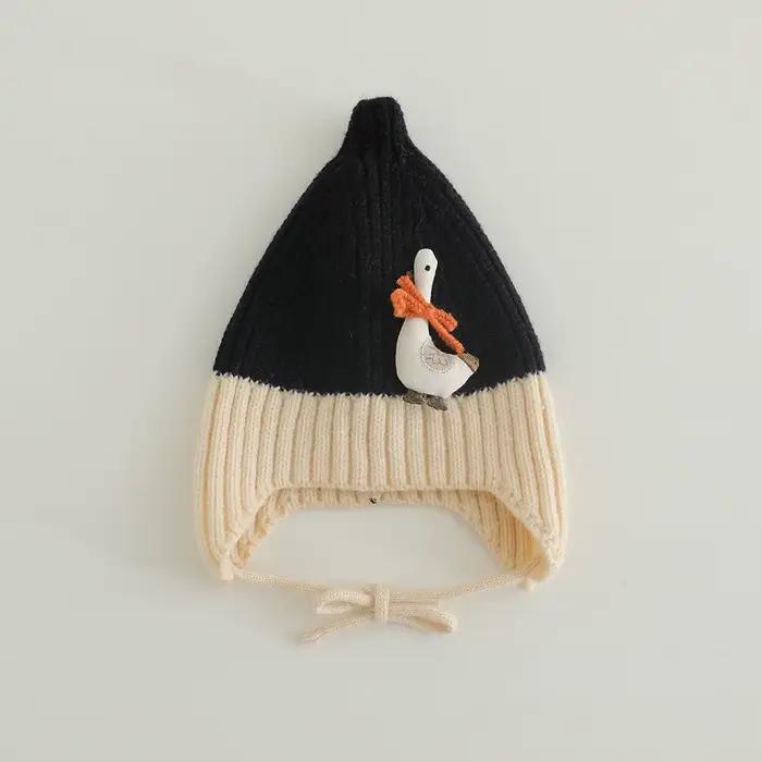 Enfants tricoté chapeau 45-48CM 0-2 ans casquette bonnet avec oreillettes dessin animé Animal hiver chaud