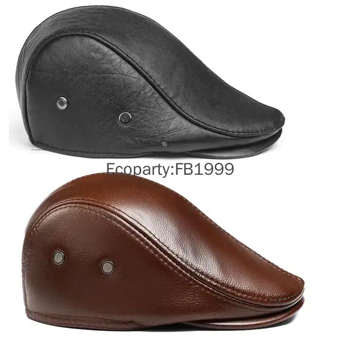 Chapeau vintage classique en cuir de vachette véritable pour hommes