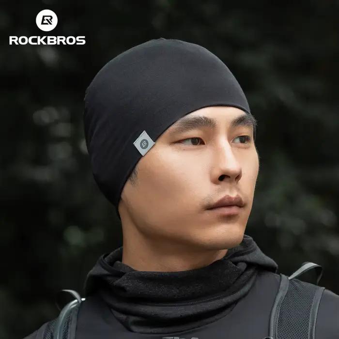 Chapeau chaud en laine double face rockbros pour cyclisme élastique doux et confortable plein air équitation ski