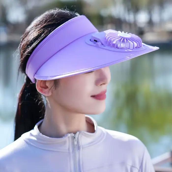 Chapeau de soleil portable pour femme avec ventilateur USB rechargeable