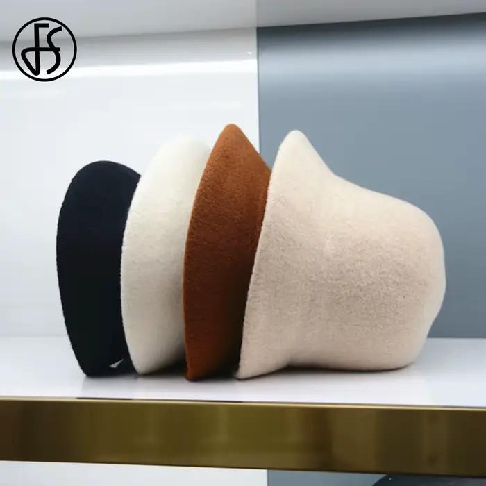 Chapeau FS en laine pour femmes mode et sport printemps automne hiver multifonction noir rouge violet beige bleu ajustableextérieur