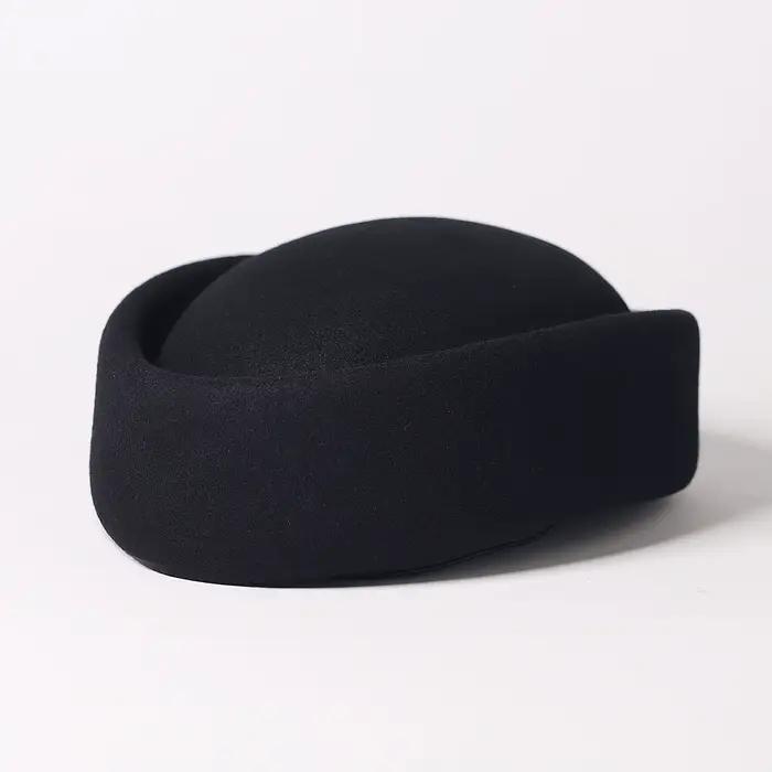Chapeau bibi de luxe en laine noir et blanc FS