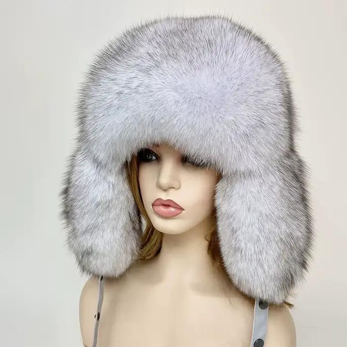 Chapeau Ushanka en fourrure de renard pour adulte