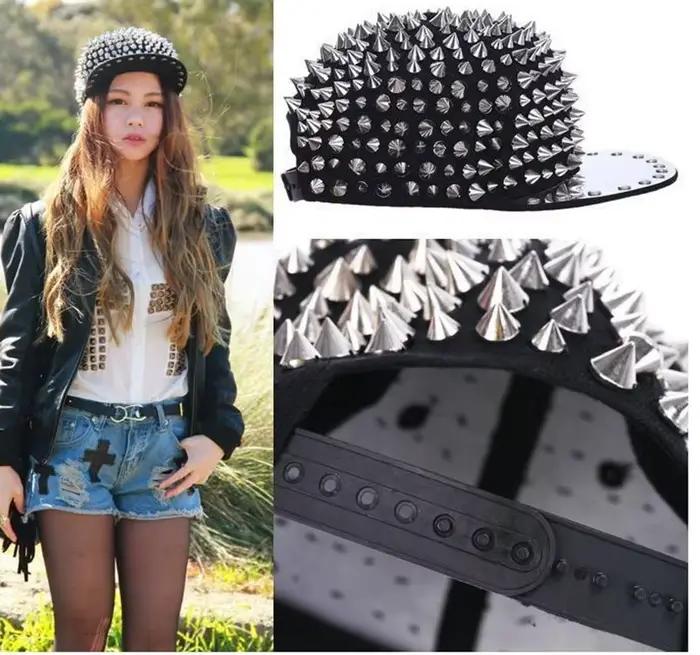 Nouveau Hip hop Punk Rock chapeaux pointes goujons Rivets casquettes de relance hommes printemps et automne