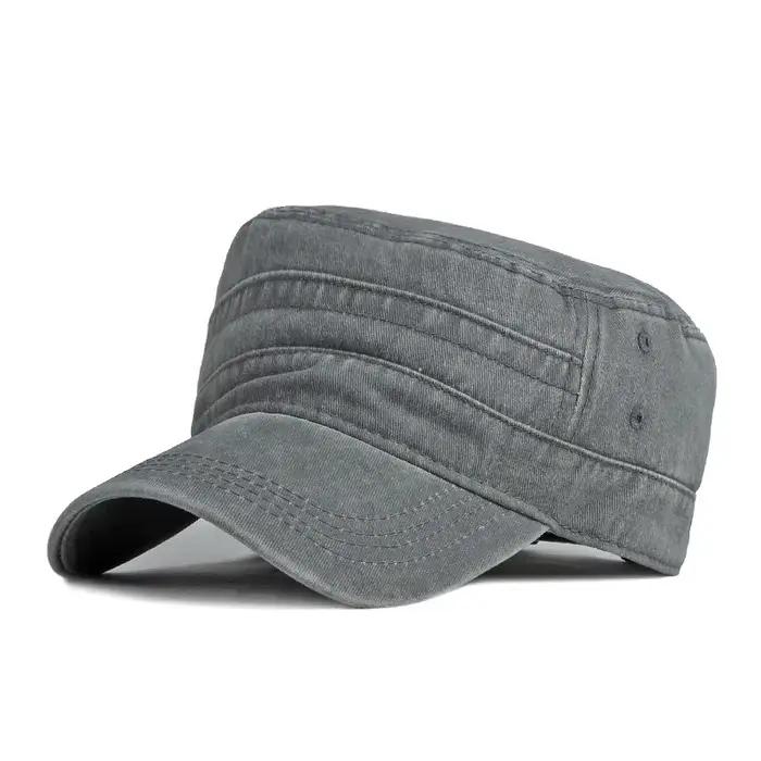 Printemps été à bord court armée chapeau hommes femmes en plein air rétro lavé coton grande tête parasol casquettes plates casquette militaire chapeaux de pêche