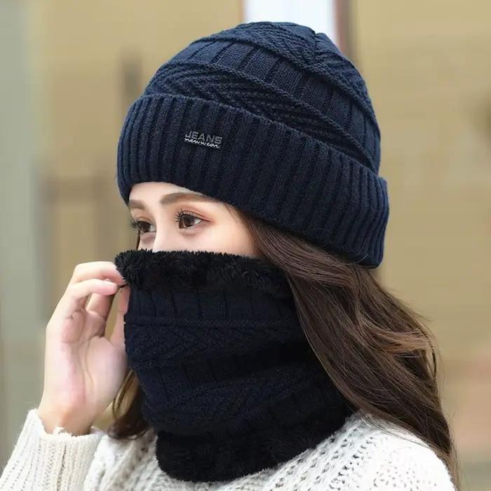 Ensemble bonnet et écharpe en laine, chaud et élégant pour hommes et femmes, mode hivernale, style fashion, confort durable, activités de plein air