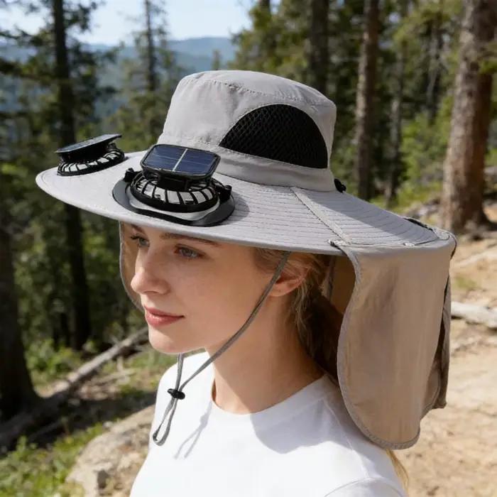 Chapeau solaire avec ventilateur et protection UV