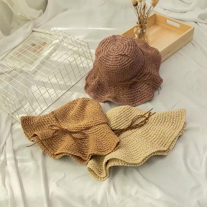 Chapeau de paille tendance style français avec nœud