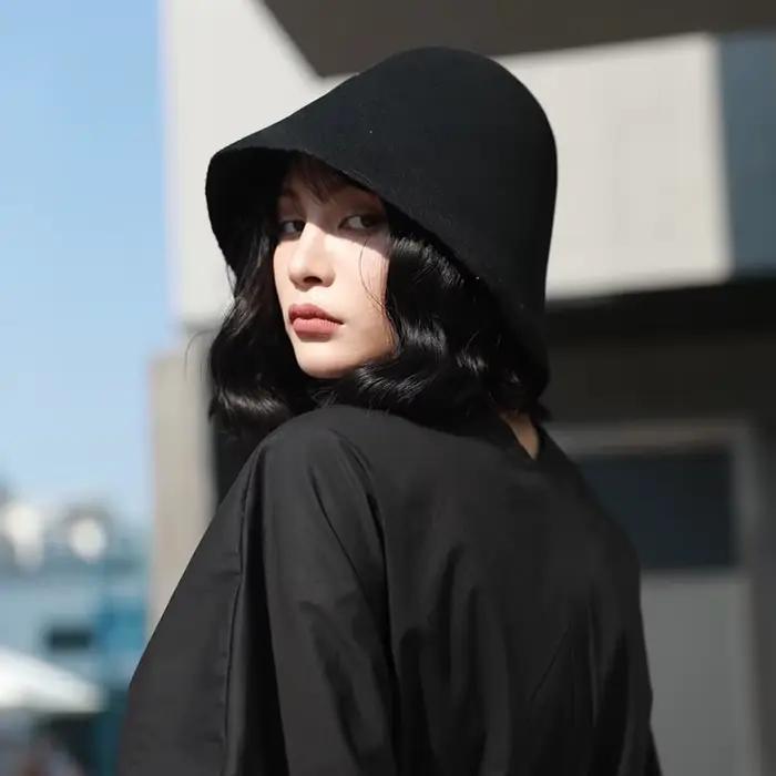 Classique femmes Cloche seau feutre chapeau automne hiver laine