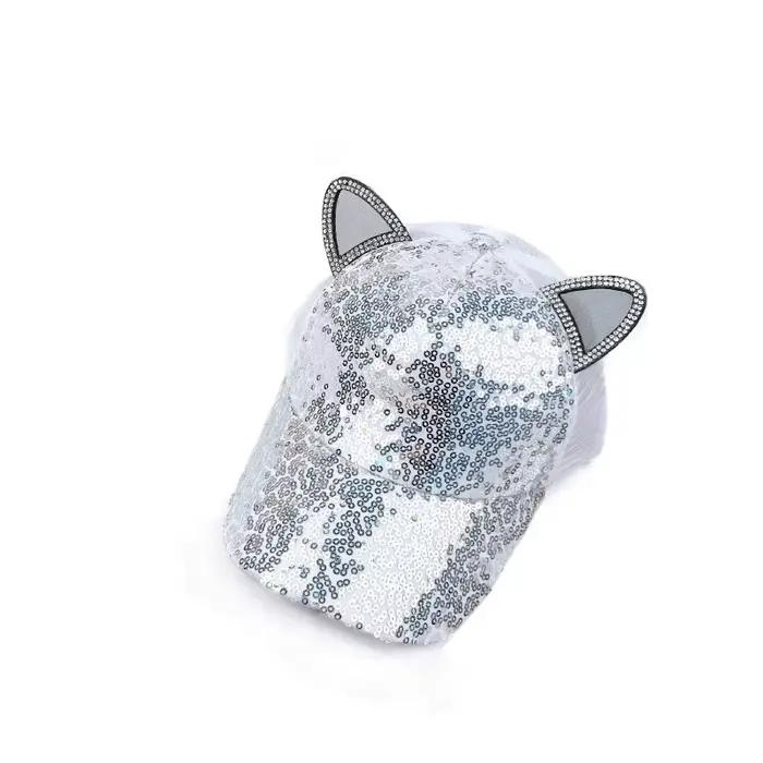 Parent-enfant mode paillettes oreilles bébé chapeau été maille enfants casquette de Baseball dessin animé casquettes de