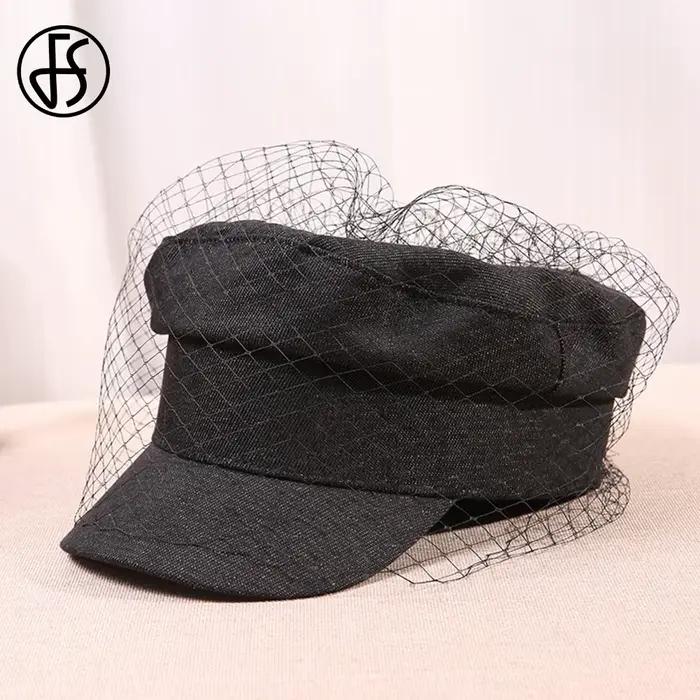 Béret en Denim bleu marine rétro britannique pour femmes