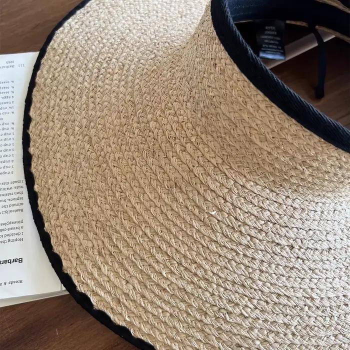 Nouvel Été pliable raphia Portable Chapeau de plage à large bord