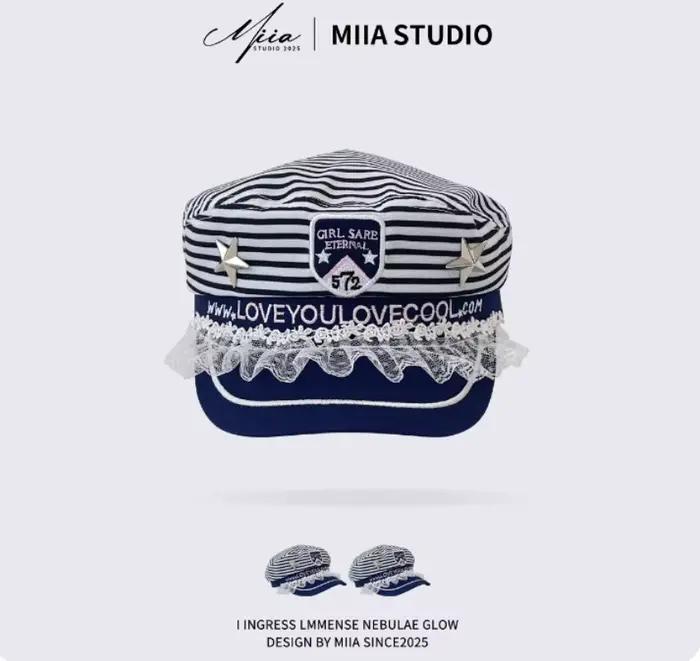 Chapeau femme octogonal rétro marin blanc polyvalent pour vacances et occasions spéciales