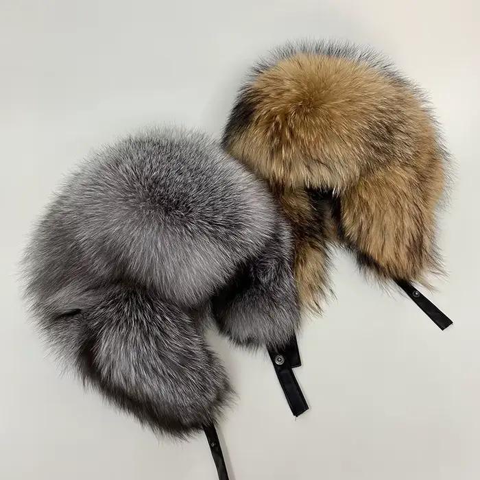Chapeau Ushanka en fourrure de renard pour adulte