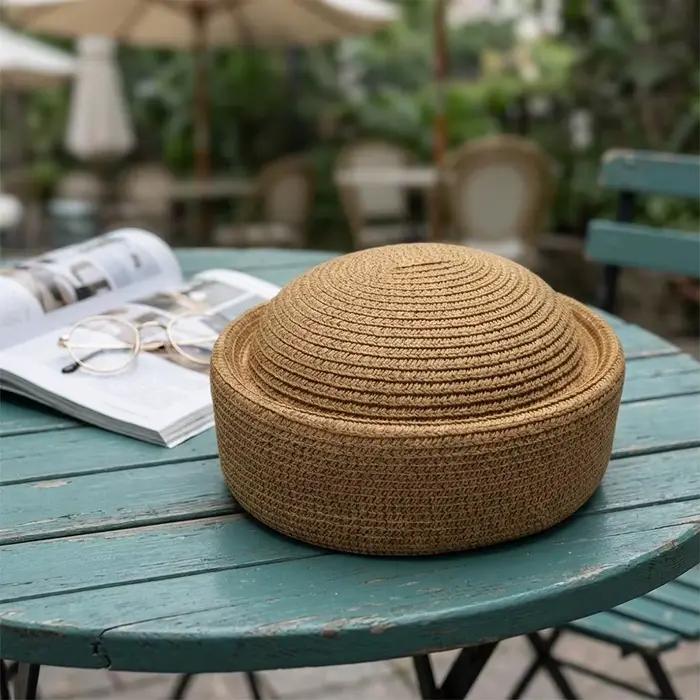 Chapeau Pillbox en paille pour femme