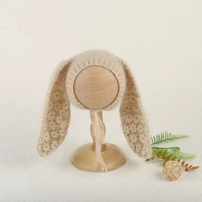 Bonnet de lapin Angora tricoté doux et extensible
