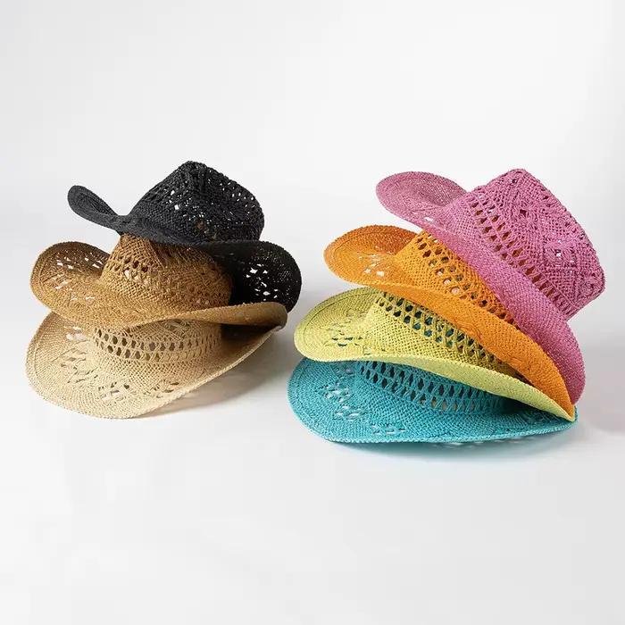 Chapeau de paille Cirboy unisexe pour hommes et femmes, élégant et sportif, rouge, tissé à la main, fleur de malan, chapeau de soleil d'été, plage, printemps et été