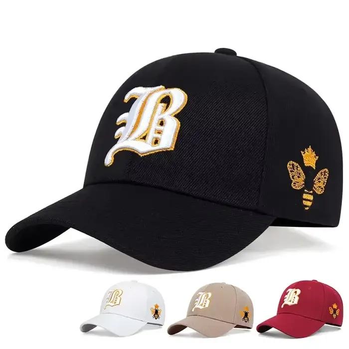 Casquettes de Baseball unisexes avec lettres gothiques brodées d'abeille latérales