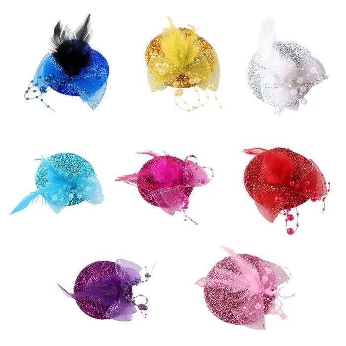 Chapeau de cocktail en maille scintillante pour adultes et enfants