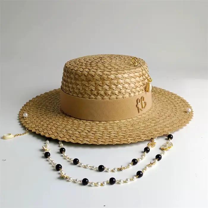 Chapeau de paille en feuilles de palmier candy-colored pour homme et femme, accessoire de plage polyvalent pour quatre saisons, DIY et protection solaire