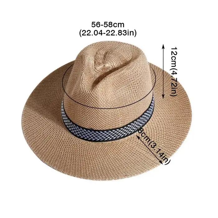 Chapeau de paille unisexe tendance couleur unie pour hommes et femmes