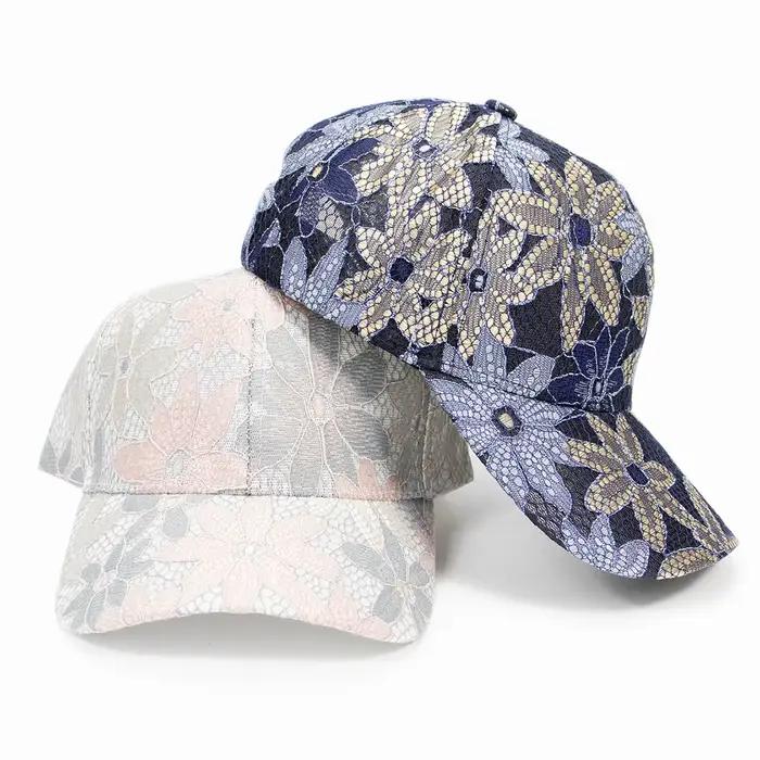 Mode femmes dentelle fleur casquettes de baseball respirant élégant femme chapeaux printemps été automne casquette