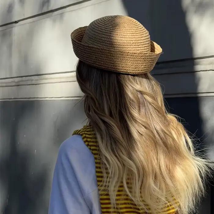 Chapeau de marin en polyester pour femmes, style Ins Blogger, chapeau pillbox vintage, chapeau de soleil pour plage et mariage, bérets pour occasions spéciales