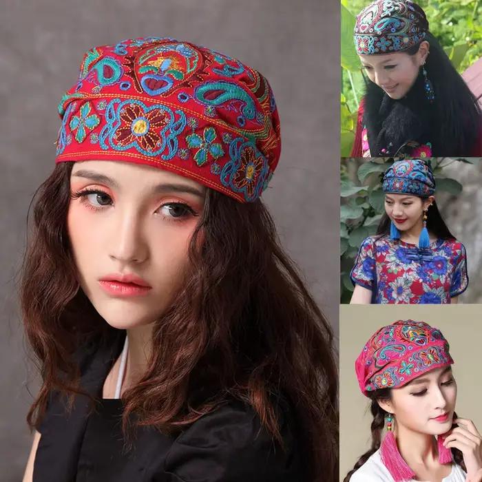 Chapeau brodé de fleurs pour femmes