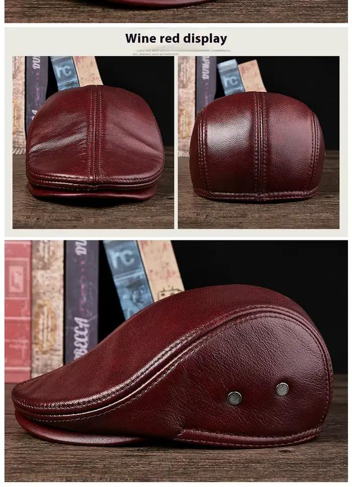 Béret en cuir véritable pour hommes