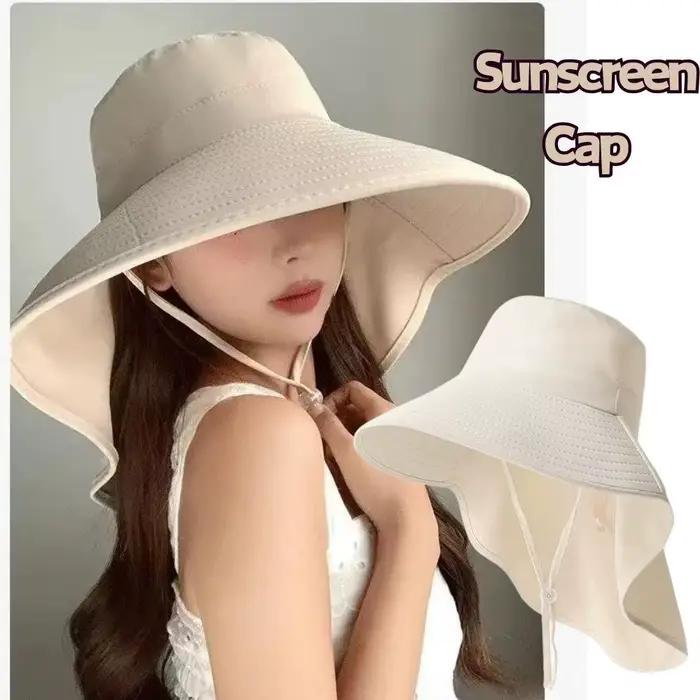Chapeau de soleil pour femmes avec rabat de cou UPF 50 + protection UV randonnée plage châle casquette