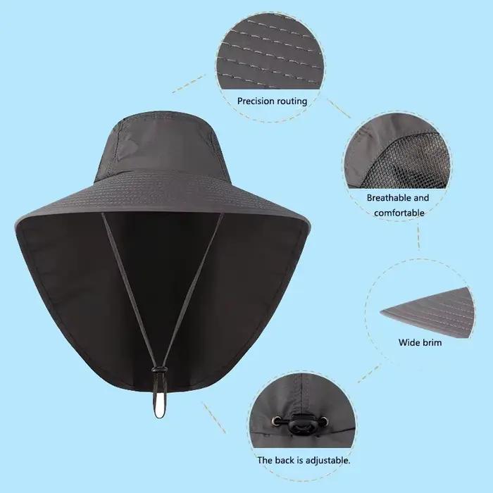 Chapeau de protection UV avec large bord et rabat pour le cou pour hommes et femmes