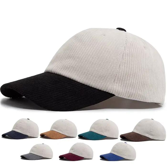 Casquette de baseball en velours côtelé unisexe, style sport, patchwork, réglable, pour homme et femme, occasions hip hop et sportives de plein air