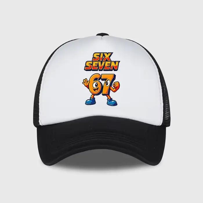 Casquette en maille éponge tendance motif dessin animé 67 Six Seven