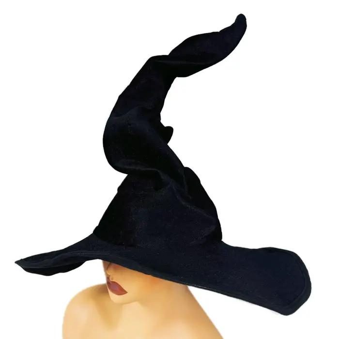 Chapeau de sorcière en flanelle noir léger